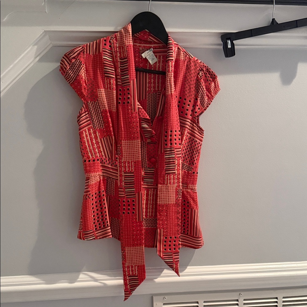Odille Red Patterned Blouse - image 1